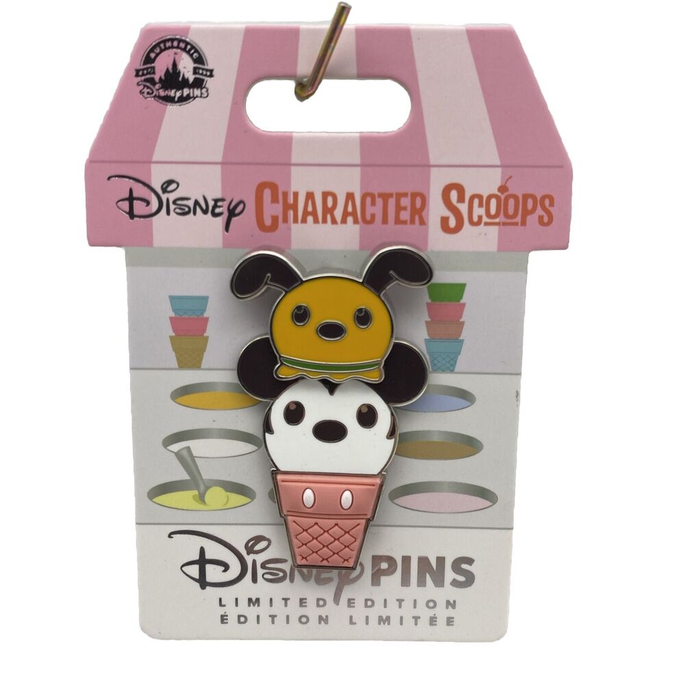 Disney Parks Pin Characer Scoops Mickey Mouse & Pluto Ice Cream Cone LE